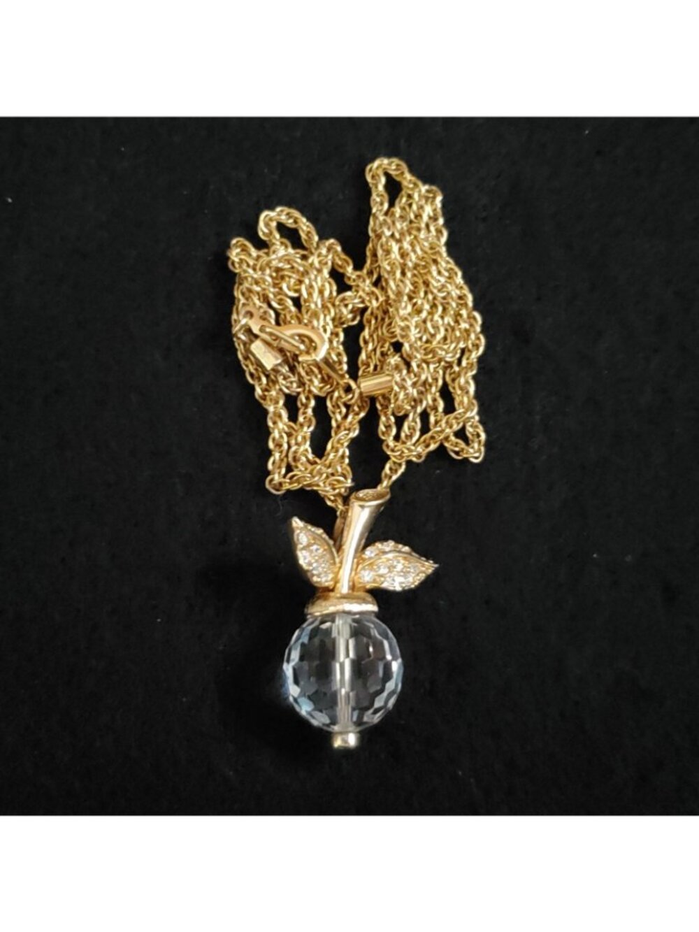 Vintage Swarovski Necklace Apple Pendant Fruit 30" - Picture 4 of 9